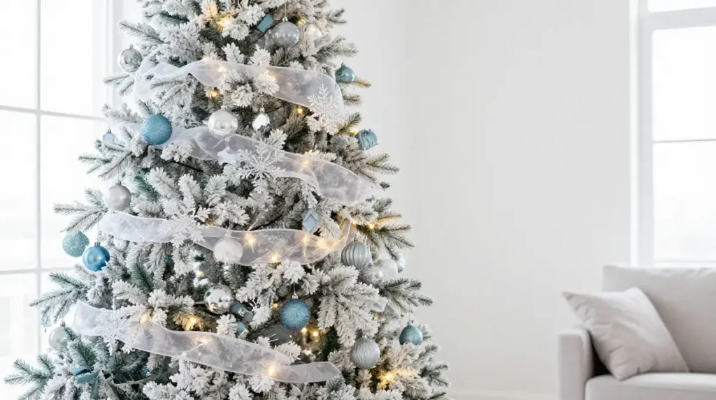 Try a Flocked Christmas Tree for a Winter Wonderland Feel
