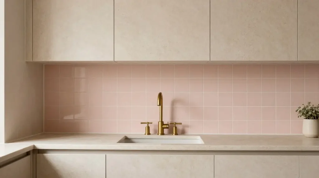 Warm Blush Kitchen Accents on a Neutral Base