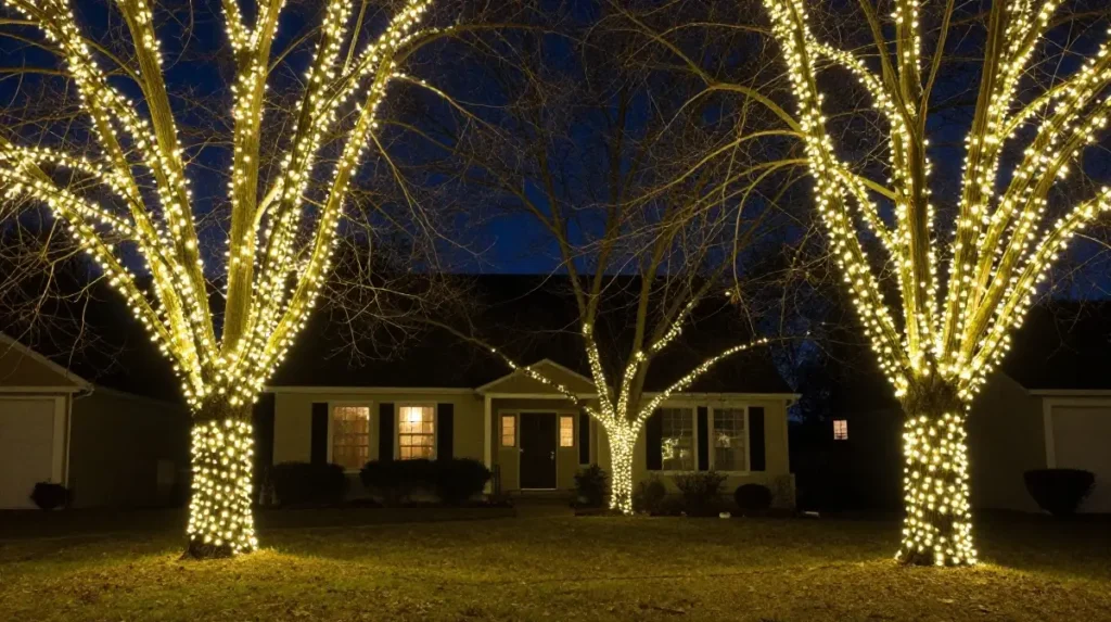 Warm Fairy Lights Wrapped Around Trees