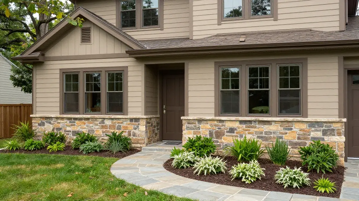 Warm Taupe with Stone Accents