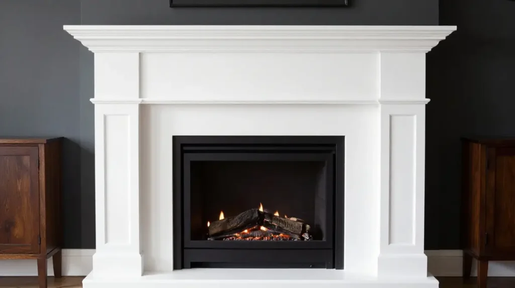 White Fireplace with Dark Accents