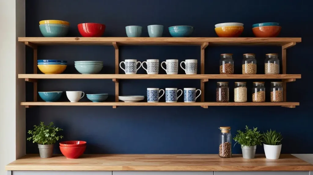 Add Color Through Open Shelving