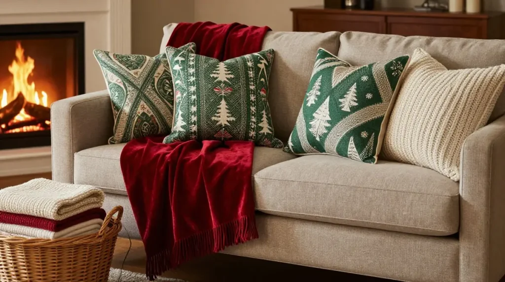 Add Layered Holiday Textile Styling to Seating Areas