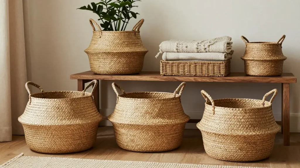 Add Woven Baskets for Storage and Style