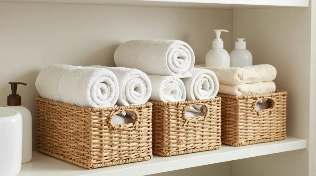 Add Woven Baskets for Storage and Style
