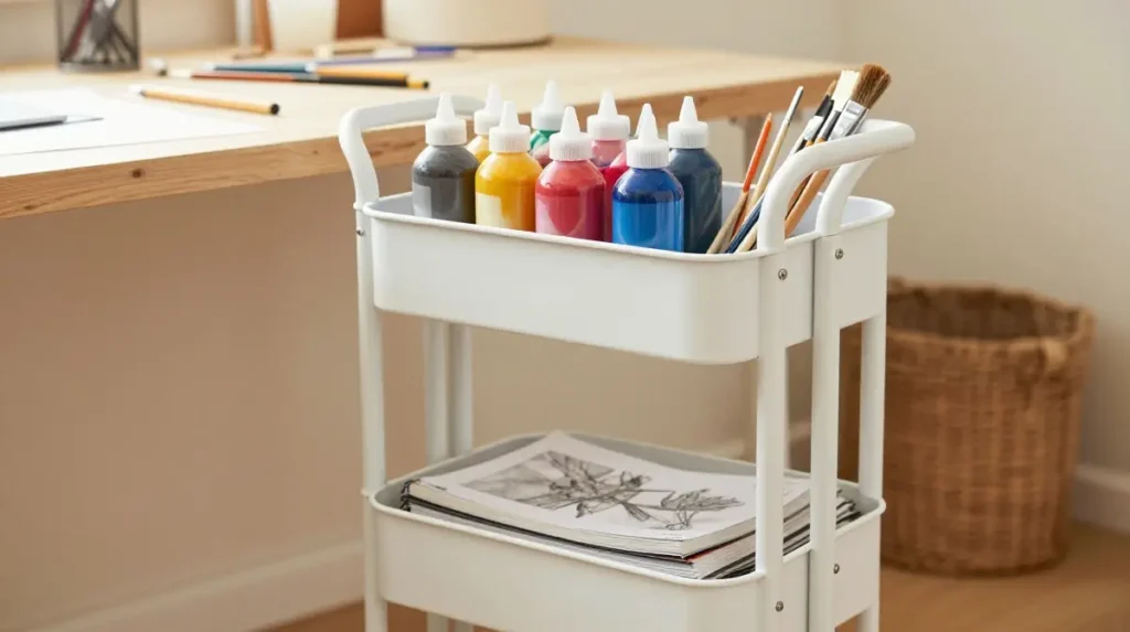 Add a Rolling Cart for Flexible Organization