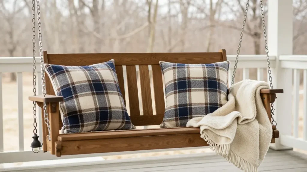 Adding a Porch Swing with Cozy Textiles