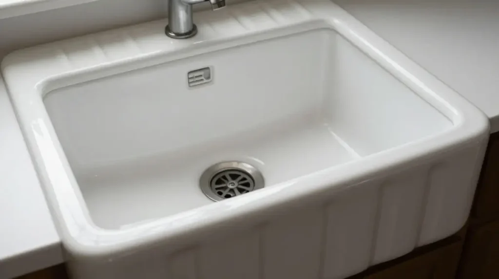 Apron sink with a drainboard