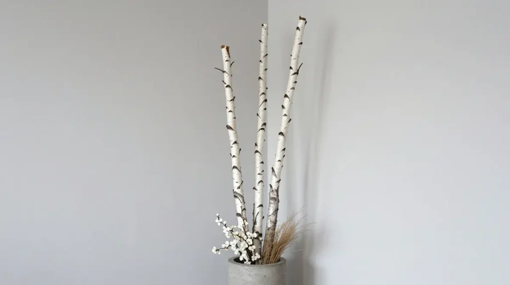 Birch Branch Arrangement with White Blooms