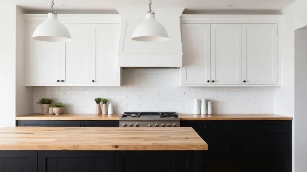 Black Lowers With White Shaker Uppers