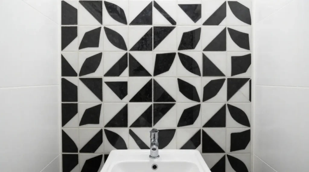 Black and White Geometric Tile Feature Wall