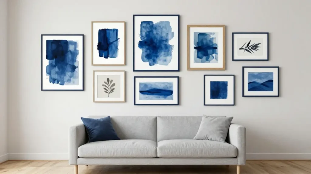 Blue Decor With Artwork and Gallery Walls