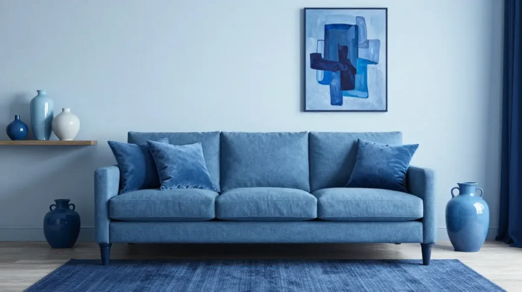 Blue Monochromatic Room Using Multiple Tones