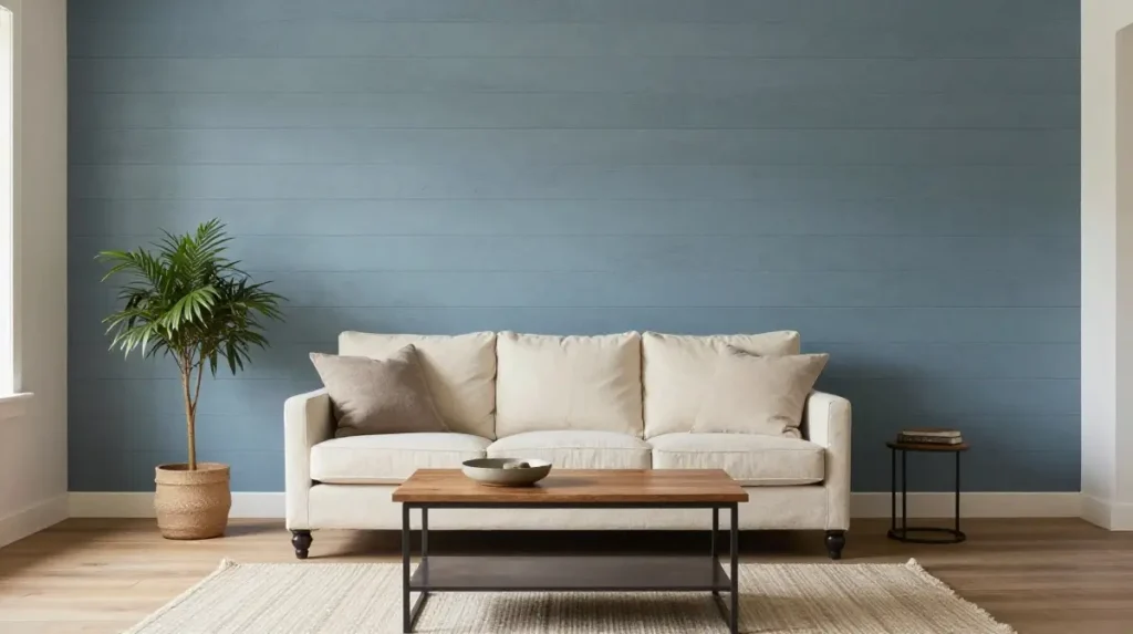 Blue Shiplap Wall for a Farmhouse-Inspired Space