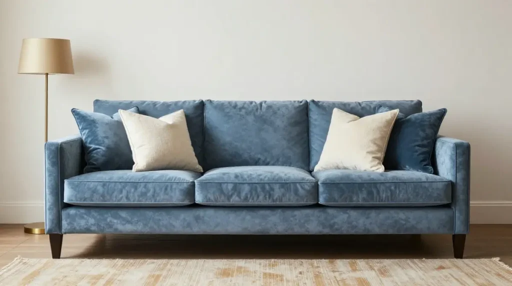 Blue Velvet Sofa as the Room's Focal Point