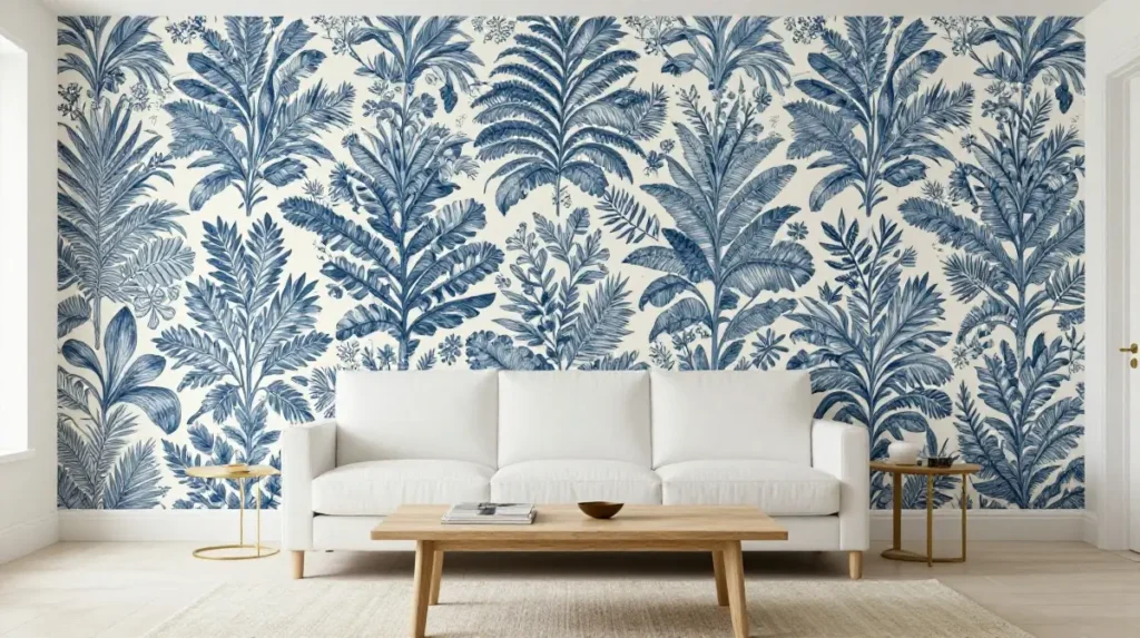 Blue Wallpaper Living Room for Instant Pattern and Depth