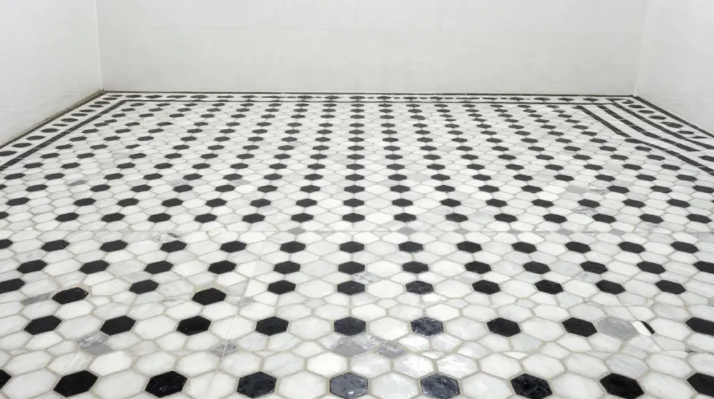 Bold Black and White Hexagon Floor Tile