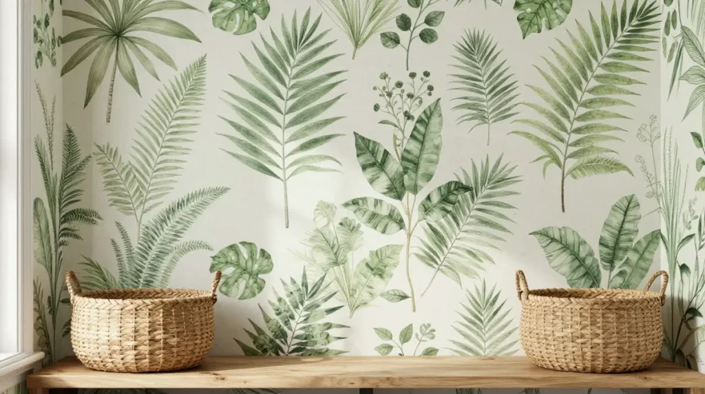 Botanical wallpaper for a fresh, natural feel