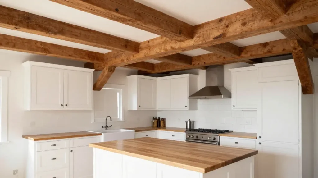 Bring in Exposed Wooden Beams for Height and Drama