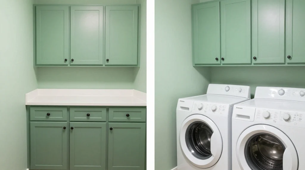 Budget Green Laundry Room Makeover With Paint
