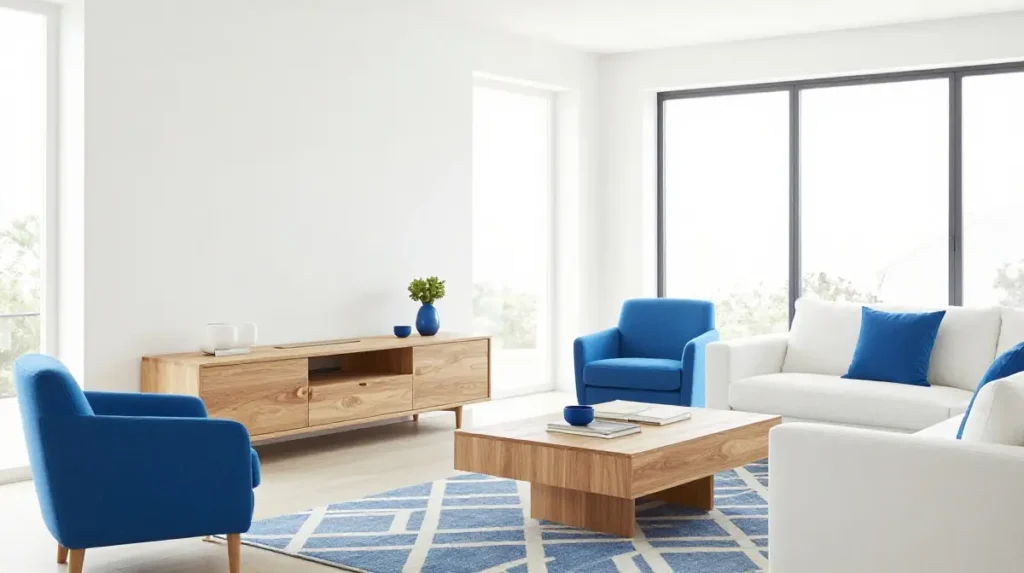 Cerulean and White With Natural Wood for a Fresh Modern Look