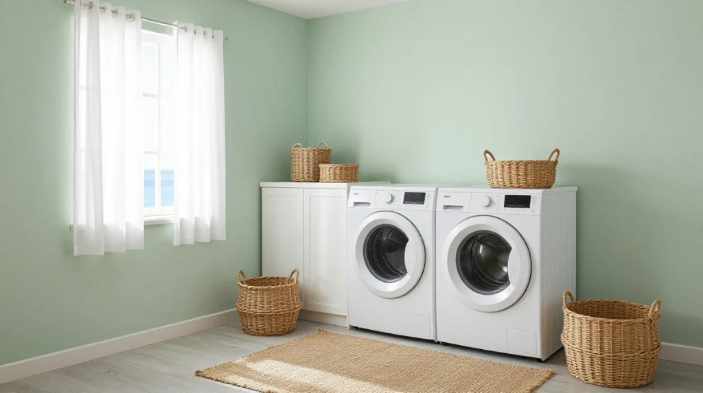 Coastal Green Laundry Room
