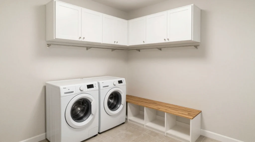 Combination Mudroom Laundry Layout for Corner Spaces
