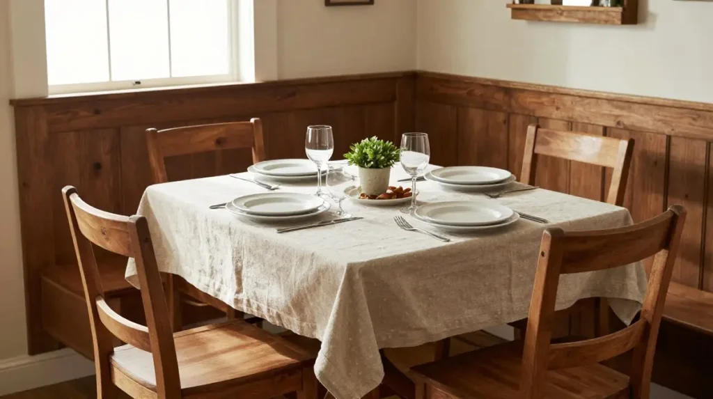 Cozy Dining Nook with Farmhouse Table Setting
