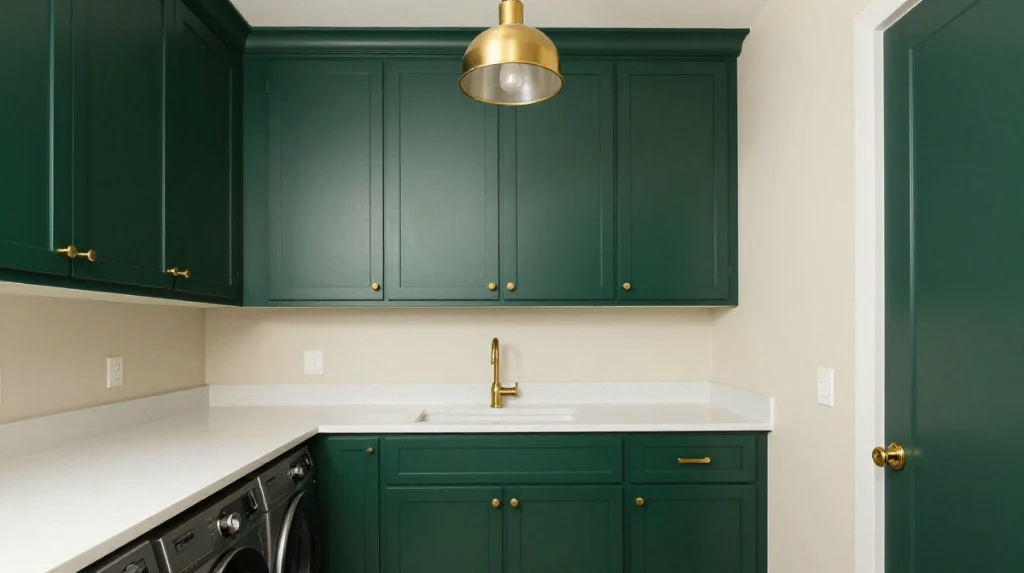 Dark Green Cabinets for a Bold Statement