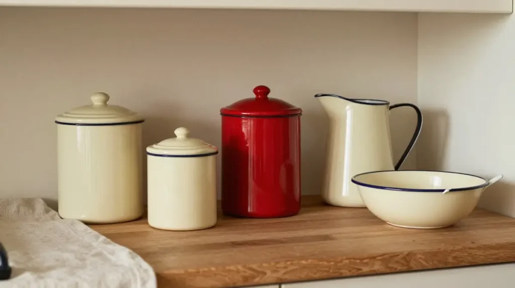 Decorate with Vintage Enamel Accessories