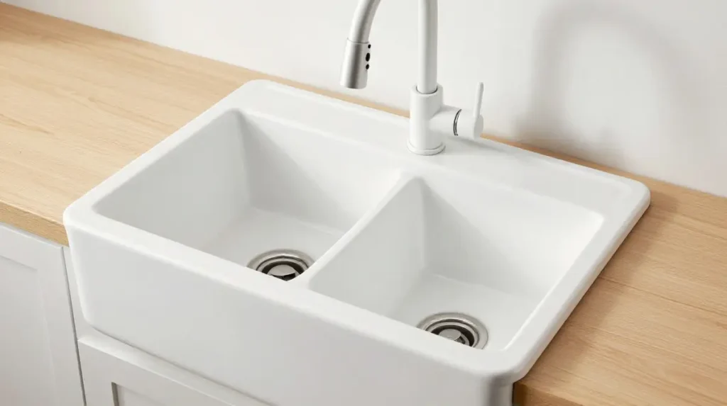 Double bowl farmhouse sink for everyday flexibility