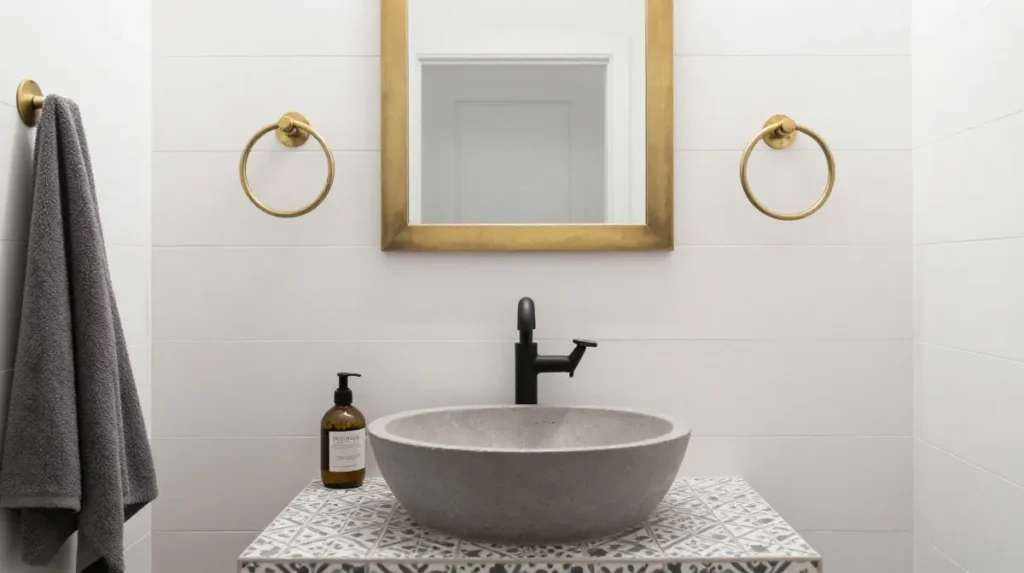 Eclectic Half Bath Styling With Mixed Finishes
