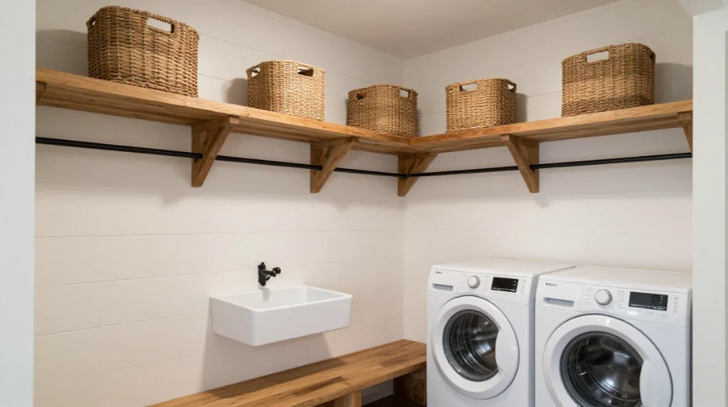Farmhouse Style Mudroom Laundry Room