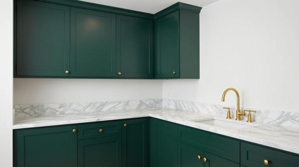 Forest Green With Marble Countertops