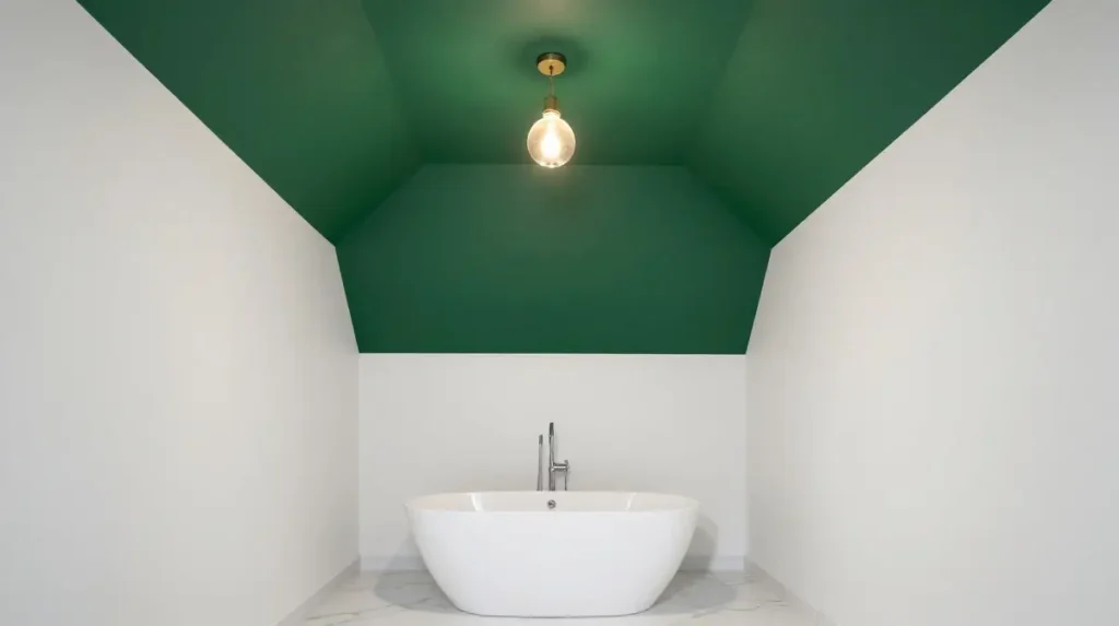 Green Bathroom Ceiling for a Cocooning Effect