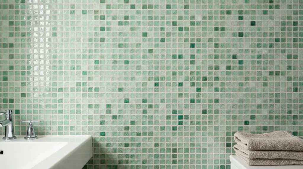 Green Mosaic Tiles as a Feature Wall