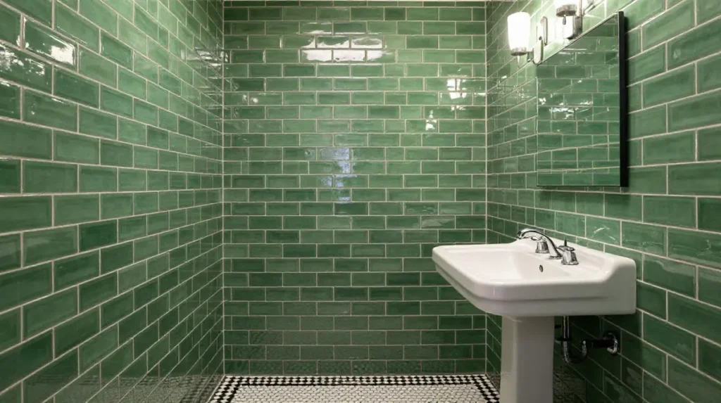 Green Subway Tiles in a Vintage Style
