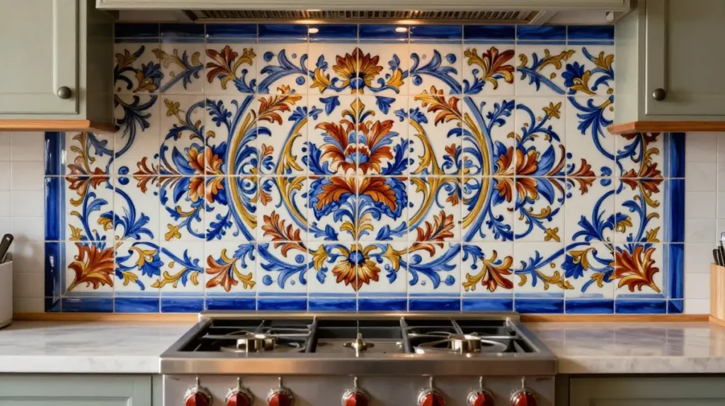 Hand-Painted Tile Backsplash