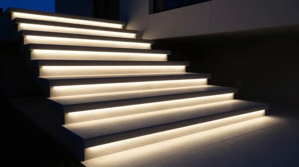 LED Strip Lights Along the Underside of Treads