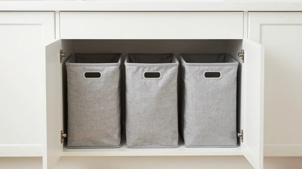 Laundry Sorting Bins Built Into Cabinetry