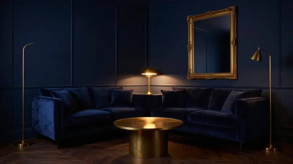 Midnight Blue Moody Interior for a Cozy Evening Space