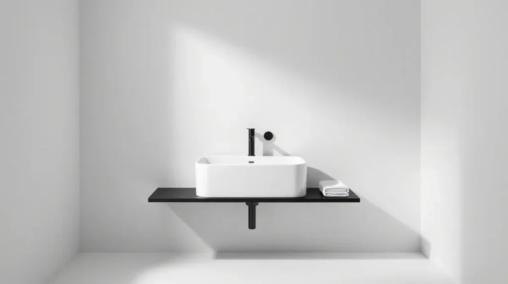 Minimalist Black and White Bathroom