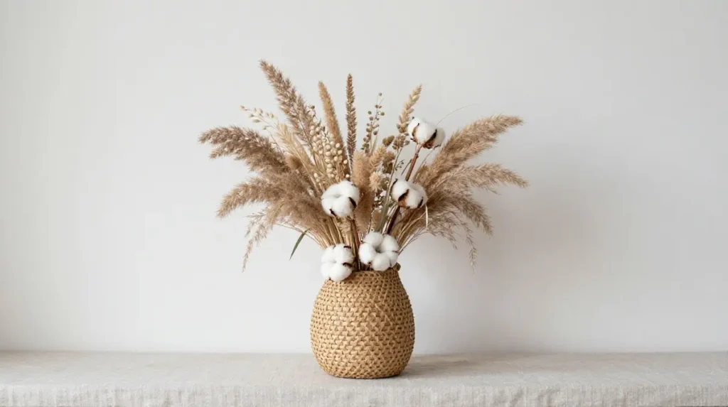 Nordic Floral Design with Dried Grasses and Seed Heads