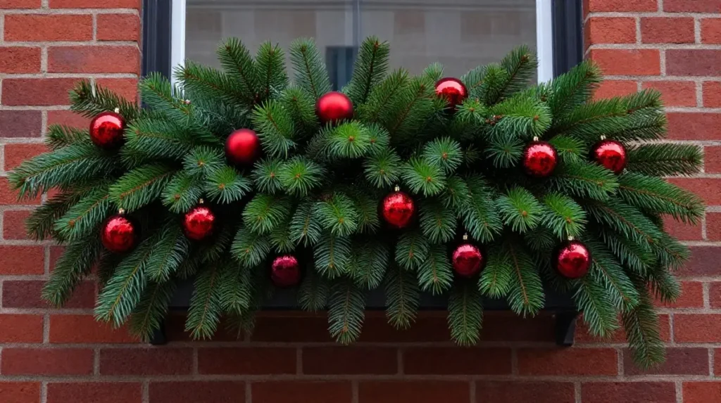 Ornament and Greenery Layered Display