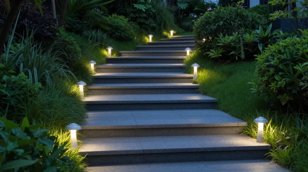 Pathway Lights Alongside Garden Stairs