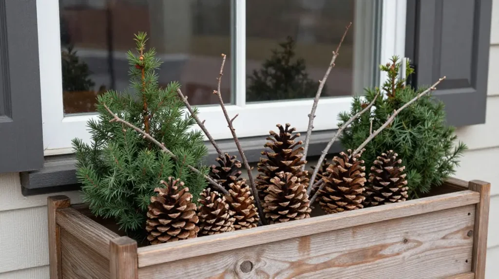 Pinecone and Branch Arrangement