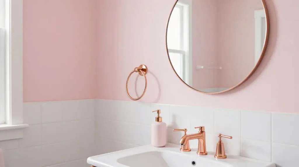 Pink and Gold Bathroom Accents