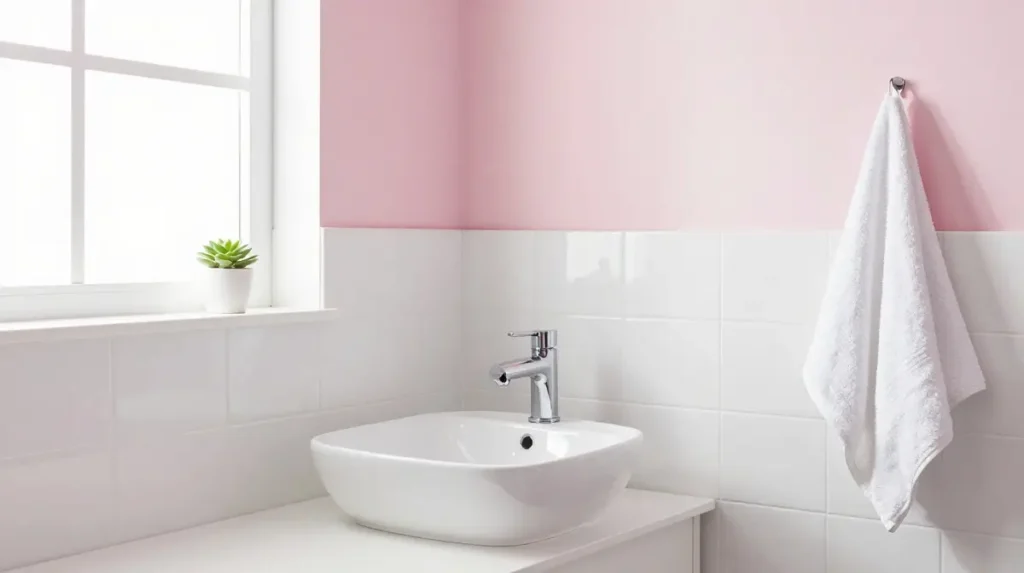 Pink and White Bathroom With Minimal Styling