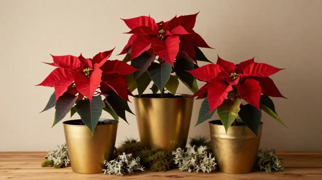 Poinsettia Arrangement with Gold Accents