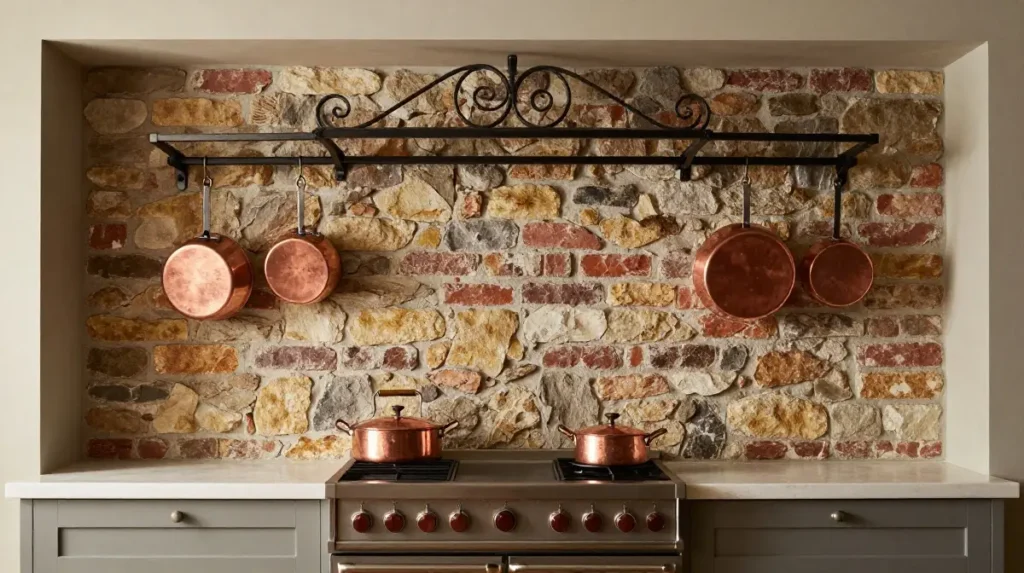 Simple Stone or Brick Accent Wall Behind the Range